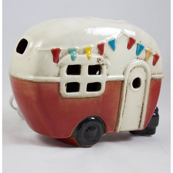 Kirkland's Camper Caravan RV Ceramic Tabletop Night Light Lamp Retro Red - Picture 1 of 6